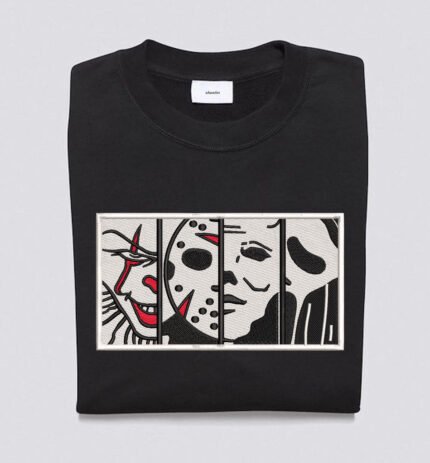 Pennywise, Jason ir Myers (siaubo filmų personažai) – siuvinėtas džemperis